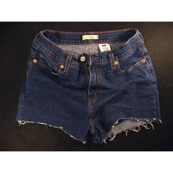LEVIS 512 Womens CUTOFF JEAN SHORTS 12S Blue High-Waisted Daisy Dukes Zipper-fly - Picture 1 of 10